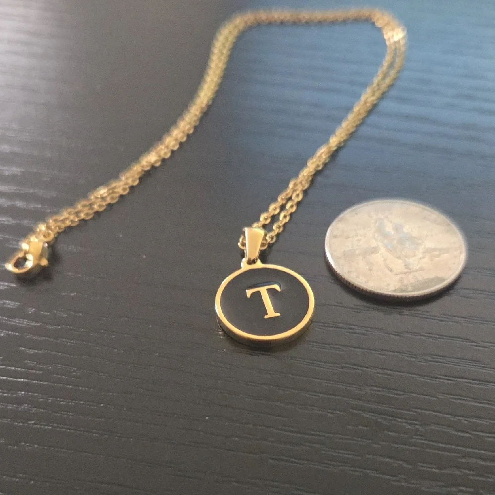 18K Gold Plated Stainless Steel Initial Pendant Necklace